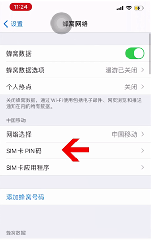 科尔沁右翼前苹果14维修网分享如何给iPhone14的SIM卡设置密码 